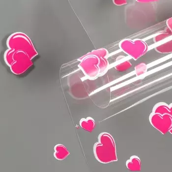 Пленка для цветов «Сердечки» яр.розовая 0.78.2 м, 40 мкм