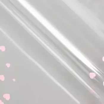 Пленка для декора и флористики, прозрачная, розовая, «Сердечки», лист 1 шт., 6060 см