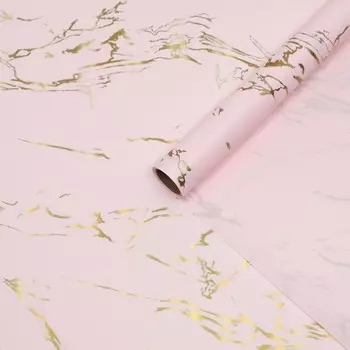 Пленка флористическая "Мрамор золотой", светло-розовая, 0,58 х 5 м