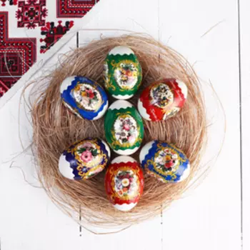 Пленка термоусадочная пасхальная "Цветы ретро" на 7 яиц