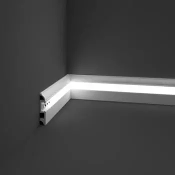 Плинтус пластиковый белый под LED ленту 80х16х2000мм