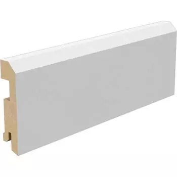 Плинтус плоский МДФ облицованный Vinyl, цвет белый, 75х16х2070 мм