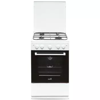 Плита CEZARIS ПГ 2150-06, газовая, 4 конфорки, 43 л, газовая духовка, бело-чёрная
