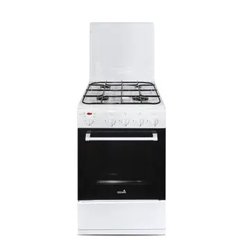 Плита CEZARIS ПГЭ 1000-05, газовая, 4 конфорки, 45 л, электрическая духовка, бело-чёрная