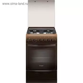 Плита Gefest 5100-04 0003, газовая, 4 конфорки, 52 л, газовая духовка, коричневая
