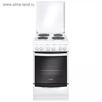 Плита Gefest ЭП Н Д 5140-01, электрическая, 4 конфорки, 55 л, эмаль, гриль, с крышкой, белая