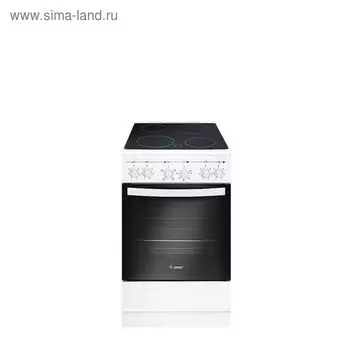 Плита Gefest 5160-01 0033, электрическая, 4 конфорки, 52 л, стеклокерамика, гриль, белая