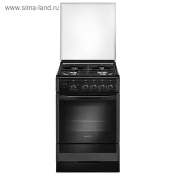 Плита Gefest ПГ 5300-03 0046, газовая, 4 конфорки, 52 л, газовая духовка, чёрная