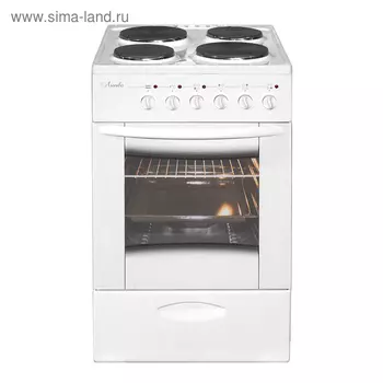 Плита "Лысьва" ЭП 411 МС, электрическая, 4 конфорки, 57 л, эмаль, с крышкой, белая