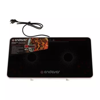 Плитка индукционная Endever Skyline IP-61, 2000 Вт, 2 конфорки, таймер, чёрно-белая