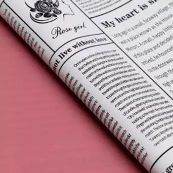 Плёнка матовая двухсторонняя «Газета» красный, 0.580.58 м