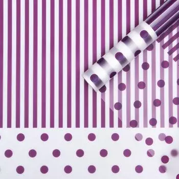 Плёнка матовая "Линии-горох" фиолетовый, 0,58 х 10 м