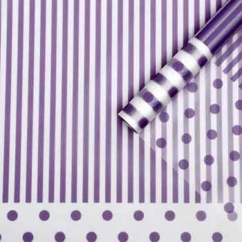 Плёнка матовая "Линии-горох" сиреневый, 0,58 х 10 м