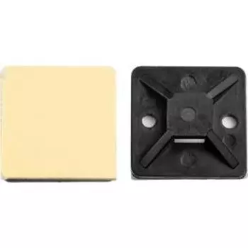 Площадка под хомут-стяжку "ЗУБР" ПХС самоклеящаяся черная, 20 x 20 мм, нейлон, 100 шт.