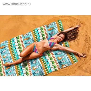 Пляжное покрывало «Коты на пляже», размер 145 × 200 см