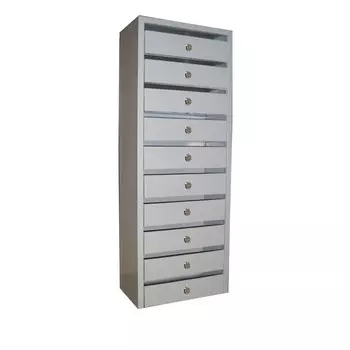 Ящик почтовый многосекционный, 10 секций, серый, «Старый Век»