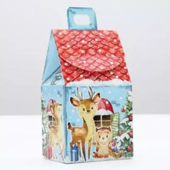 Подарочная новогодняя коробка "Акварельная серия. Домик малый", для слакдих подарков, 9.1715.7 см