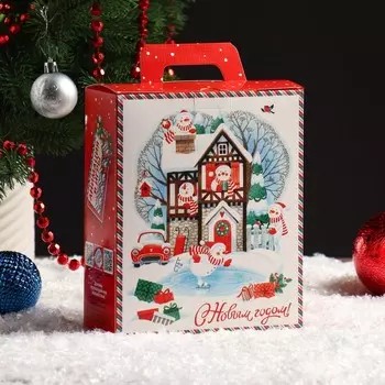 Подарочная коробка "Акварельная зима", 15,5 х 7 х 19 см