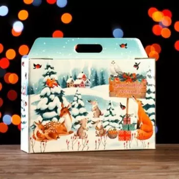 Подарочная коробка "Акварельный лес" 31 х 6,5 х 21,5 см