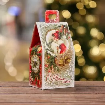 Подарочная новогодняя коробка «Домик с часами», для сладких подарков, 9.1715.7 см