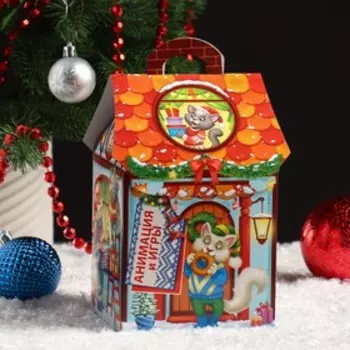 Подарочная коробка "Дружная семейка", домик, 12 х 12 х 19 см