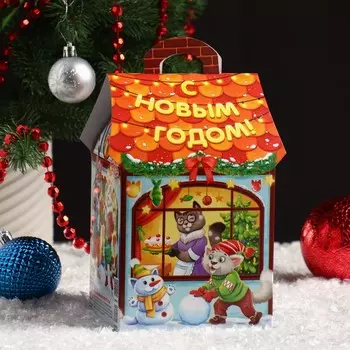 Подарочная коробка "Дружная семейка", домик, 12 х 12 х 19 см