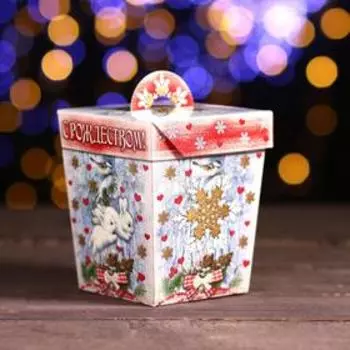 Подарочная коробка"Фонарик зимний лес", 8 х 8 х 12 см