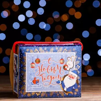 Подарочная коробка "Ёлочка-Весёлочка", синяя 16,5 х 7,5 х 13,5 см