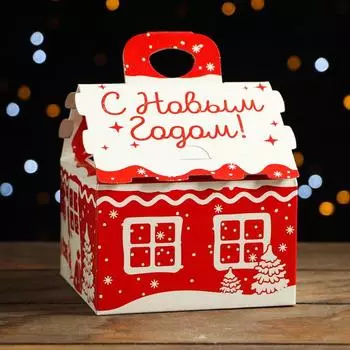 Подарочная коробка "Красный" Шале, 12 х 12 х 13 см,