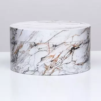 Подарочная коробка круглая «Белый мрамор», 21 × 11 см