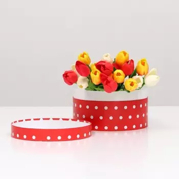 Подарочная коробка круглая «Горошек на красном», 21 × 11 см