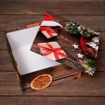 Подарочная коробка "Мандарины", 20 х 20 х 10 см