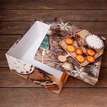 Подарочная коробка "Мандарины", 23 х 23 х 12 см