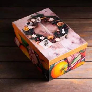 Подарочная коробка "Мандарины", 28,5 х 18,5 х 12 см