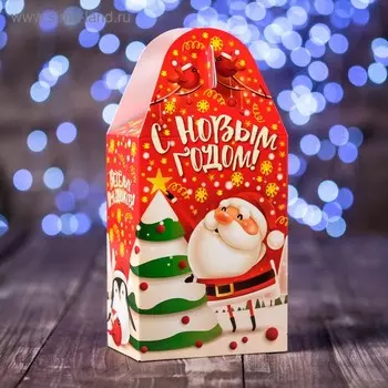 Подарочная коробка "Новогодний баульчик", красный, 10,6 х 6,3 х 21,8 см