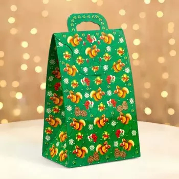 Подарочная коробка новогодняя Сумочка мини «Потерн праздничный грильяж» 140100223 см