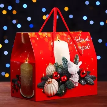 Подарочная новогодняя коробка «Огонек» , коробка - Кейс для сладких подарков, 20.51217 см