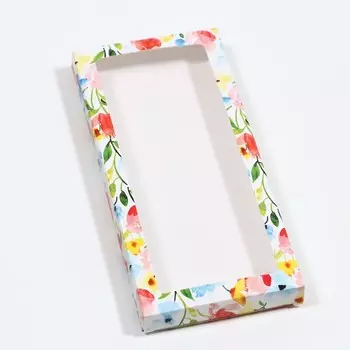 Подарочная коробка под плитку шоколада "Цветы акварель", 17,1 х 8 х 1,4 см