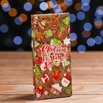 Подарочная коробка под плитку шоколада с окном "Пряничный домик", 17,1 х 8 х 1,4 см