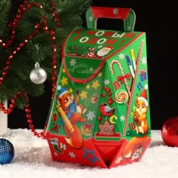 Подарочная коробка рюкзак "Зеленый", 22,5 х 14 х 27,5 см