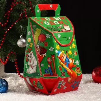 Подарочная коробка рюкзак "Зеленый", 22,5 х 14 х 27,5 см