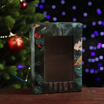 Подарочная коробка, с окном, сборная "Merry Christmas", 21 х 15 х 7 см