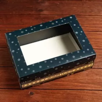 Подарочная коробка, с окном, сборная "С Новым Годом", 24 х 17 х 8 см