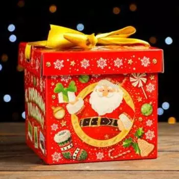 Подарочная коробка "СантаМания" 12,5 х 12,5 х 12 см