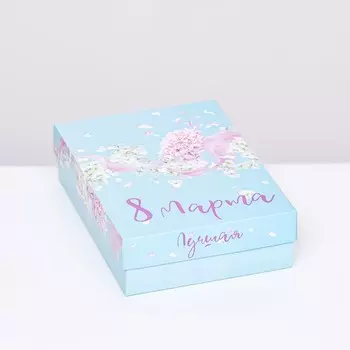 Подарочная складная коробка, упаковка, "Цветочная вуаль" 21 х 15 х 5,7 см