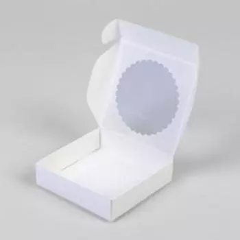 Подарочная коробка сборная с окном, белый, 11,5 х 11,5 х 3 см, набор 5 шт