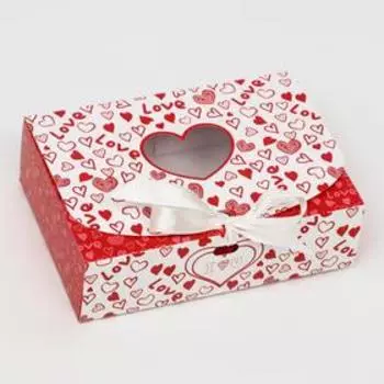 Подарочная коробка сборная с окном "I LOVE YOU " 16,5 х 11,5 х 5 см