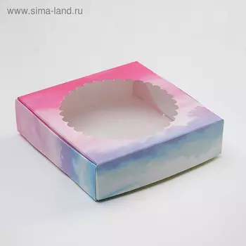 Подарочная коробка сборная с окном, небесный, 11.511.53 см