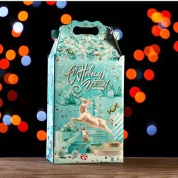 Подарочная коробка "Серебряный олень", 20,5 х 12,5 х 41 см