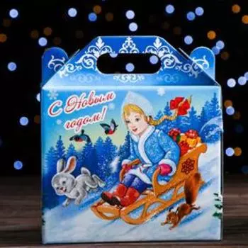 Подарочная коробка "Снегурочка на санках", 23,2 х 20 х 7 см